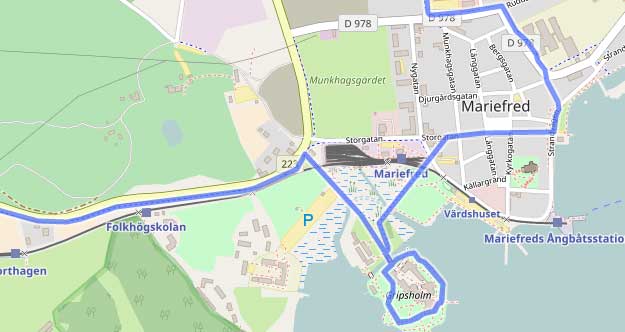 Karta över vägen genom Mariefred